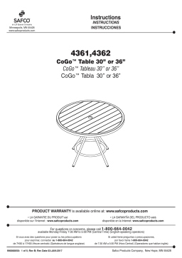 Safco 4362BL CoGo™ Steel Outdoor/Indoor Table, Round, 36" Manuel utilisateur