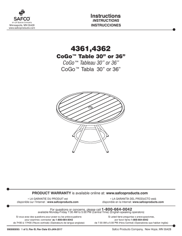 4361BL | Safco 4362BL CoGo™ Steel Outdoor/Indoor Table, Round, 36