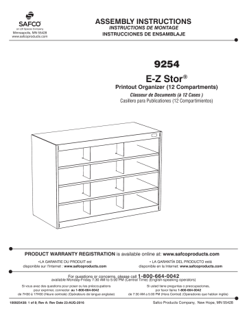 Safco 9254GR E-Z Stor® Steel Project Organizer, 12 Compartments Manuel utilisateur | Fixfr