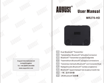 August MR270-HD Dual Bluetooth Transmitter Manuel utilisateur | Fixfr