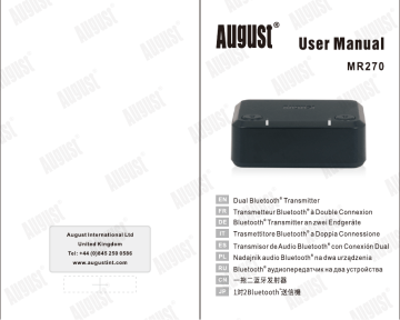 August MR270 Dual Bluetooth Transmitter Manuel utilisateur | Fixfr