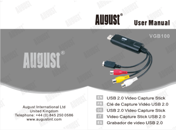 August VGB100 USB Video Capture Adaptor Manuel utilisateur | Fixfr