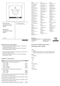 GEZE MPS Mechanical programme switch Guide d'installation