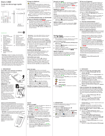 Doro 1360 Mobile phone Guide de démarrage rapide | Fixfr