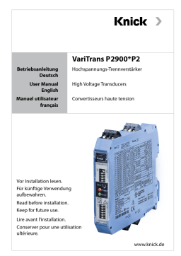 Knick VariTrans P 29000 High Voltage Transducer Manuel du propriétaire