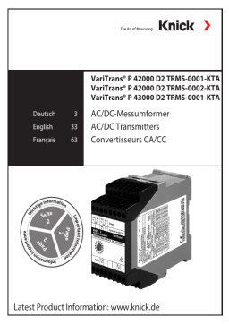 Knick VariTrans P 42000 TRM AC/DC High Voltage Transducer Manuel du propriétaire