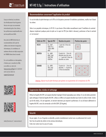 Noctua NT-H2 3.5g Thermal compound Installation manuel | Fixfr