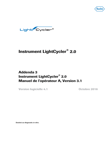 Roche LightCycler 2.0 Manuel utilisateur | Fixfr