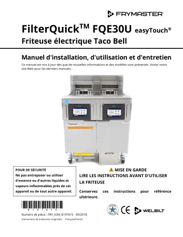 Frymaster FilterQuick Touch FQE30U-T Electric Mode d'emploi | Fixfr