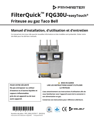 Frymaster FilterQuick Touch FQG30U-T Gas Mode d'emploi | Fixfr