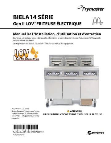 Frymaster McDonald's BIELA14 LOV GEN 2 Series Electric Mode d'emploi | Fixfr