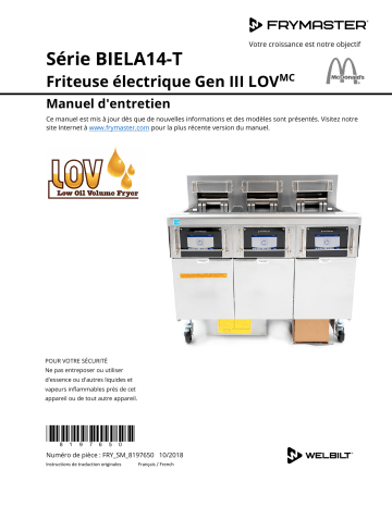 Frymaster McDonald's BIELA14-T LOV Gen 3 Electric Manuel utilisateur | Fixfr