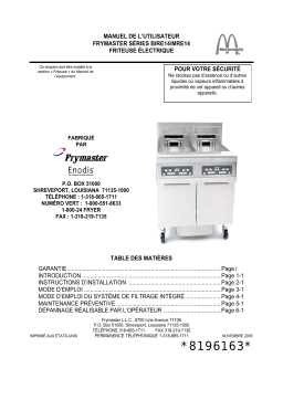 Frymaster McDonald's BIRE14/MRE14 Series Electric Mode d'emploi