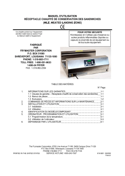Frymaster McDonald's HLZ Mode d'emploi