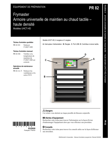 Frymaster McDonald's UHCTHD Touch Manuel utilisateur | Fixfr