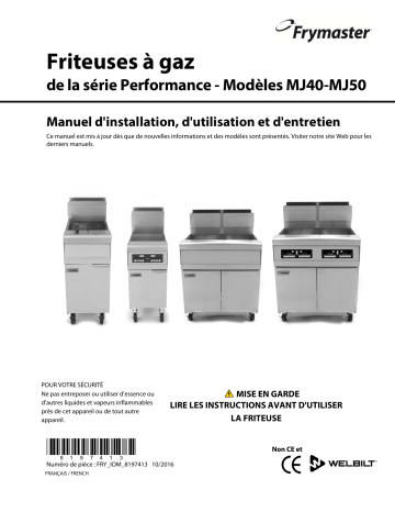 Frymaster Performance Series (MJ40 & MJ50) Gas Fryers Mode d'emploi | Fixfr