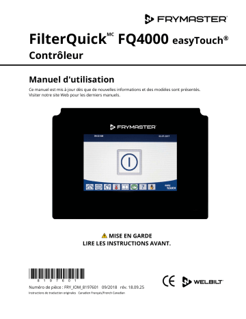 Frymaster FilterQuick Touch FQ4000 Controller Mode d'emploi | Fixfr