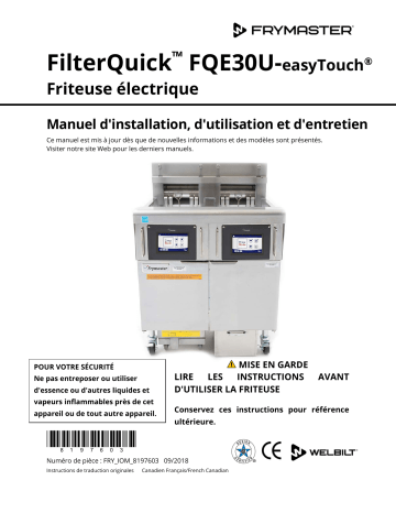Frymaster FilterQuick Touch FQE30U-T Electric Mode d'emploi | Fixfr