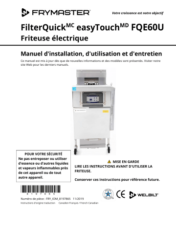 Frymaster FilterQuick Touch FQE60U/1814E Electric Mode d'emploi | Fixfr