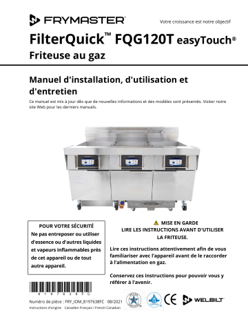 Frymaster FilterQuick Touch FQG120T easyTouch Gas Mode d'emploi | Fixfr