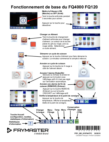 Frymaster FilterQuick Touch FQG120T FQ4000 easyTouch Guide de référence | Fixfr