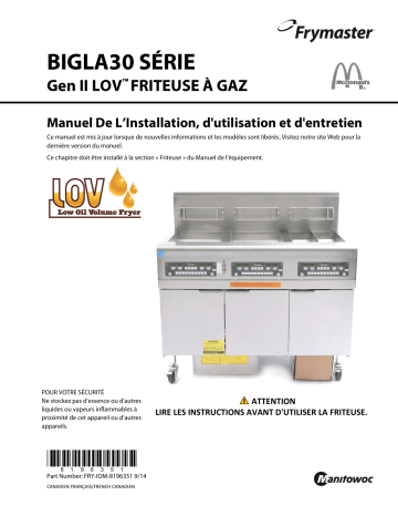 Frymaster McDonald's BIGLA30 LOV Gas Mode d'emploi | Fixfr