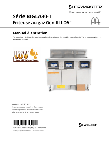 Frymaster McDonald's BIGLA30-T LOV Gen 3 Gas Manuel utilisateur | Fixfr