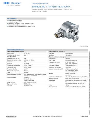 Baumer EN580E.ML-TT14.GB11B.13120.H Absolute encoder Fiche technique | Fixfr