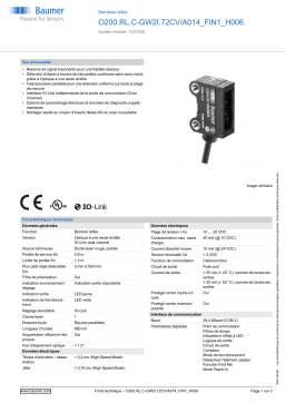 Baumer O200.RL.C-GW2I.72CV/A014_FIN1_H006 Retro-reflective sensor Fiche technique