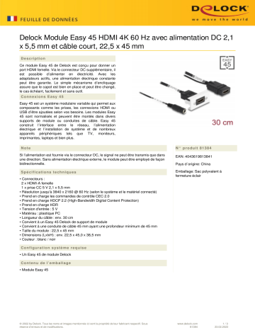 DeLOCK 81384 Easy 45 HDMI 4K 60 Hz Module Fiche technique | Fixfr