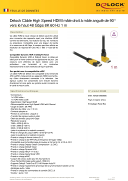 DeLOCK 86988 High Speed HDMI cable male straight to male 90° upwards angled 48 Gbps 8K 60 Hz 1 m Fiche technique