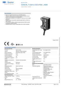 Baumer O200.RL.T-GW1J.72CV/FIN1_H006 Retro-reflective sensor Fiche technique