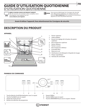 DFE 1B19 UK | Indesit DFE 1B19 X UK Dishwasher Manuel utilisateur | Fixfr