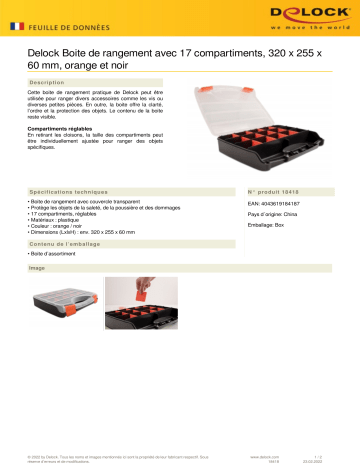 DeLOCK 18418 Sorting box Fiche technique | Fixfr