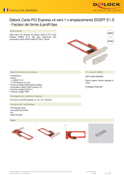 DeLOCK 90055 PCI Express x4 Card to 1 x EDSFF E1.S Slot - Low Profile Form Factor Fiche technique