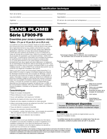 LF909-OSY-NYC-FS 3 | LF909M1-OSY-NYC-FS 8 | LF909M1-OSY-S-FDA-FS 8 | LF909-DOSY-FS 4 | LF909-LF-FS 6 | LF909-NRS-FS 2 1/2 | LF909M1-NRS-S-FS 8 | LF909-QT-S-FDA-FS 3 | LF909-NRS-S-FDA-FS 2 1/2 | LF909-NRS-S-FDA-FS 3 | Watts LF909-NRS-S-FDA-FS 4 4 IN Cast Iron Reduced Pressure Zone Backflow Preventer Assembly spécification | Fixfr