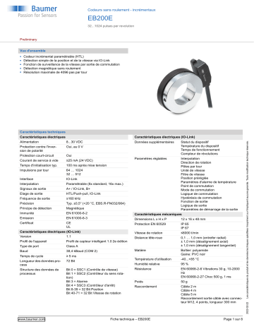 Baumer EB200E Encoder Fiche technique | Fixfr