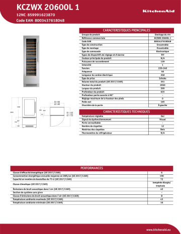 KitchenAid KCZWX 20600L 1 Winestorage Manuel utilisateur | Fixfr