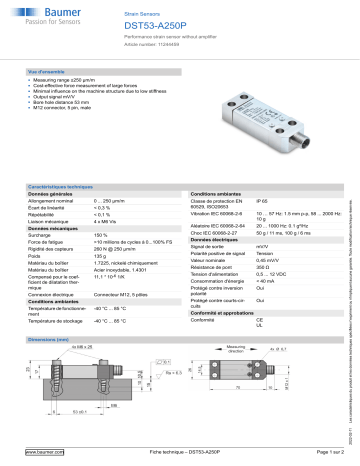 Baumer DST53-A250P Strain Sensor Fiche technique | Fixfr