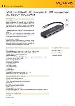 DeLOCK 64171 3 Port USB Hub and 4K HDMI output Fiche technique