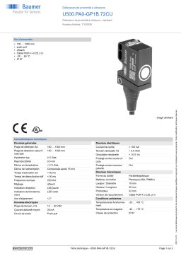 Baumer U500.PA0-GP1B.72CU Ultrasonic proximity sensor Fiche technique