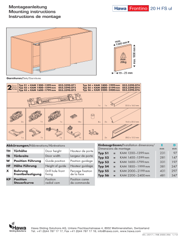 Hafele  406.02.060 Coplanar Door  Guide d'installation | Fixfr