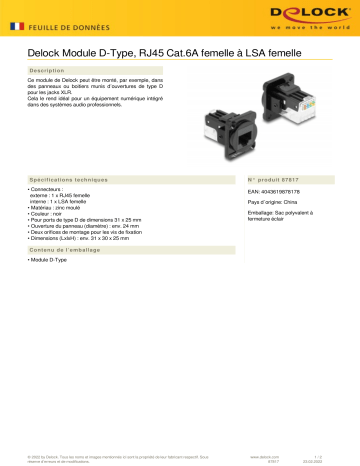 DeLOCK 87817 D-Type Module RJ45 Cat.6A female to LSA female Fiche technique | Fixfr