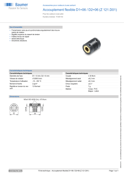 Baumer Slit coupling D1=06 / D2=06 (Z 121.D01) Mounting solid shaft encoder Fiche technique