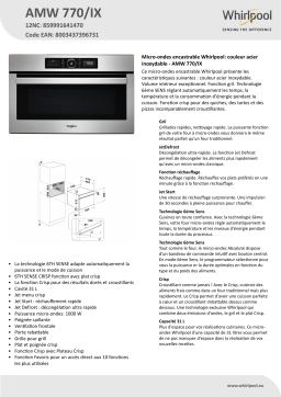 Whirlpool AMW 770/IX Microwave Manuel utilisateur