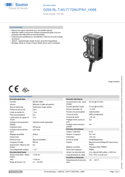 Baumer O200.RL.T-NV1T.72NV/FIN1_H006 Retro-reflective sensor Fiche technique