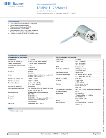 Baumer EAM300-S - CANopen® Absolute encoder Fiche technique | Fixfr