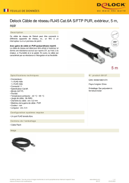 DeLOCK 80137 RJ45 Network Cable Cat.6A S/FTP PUR Outdoor 5 m black Fiche technique