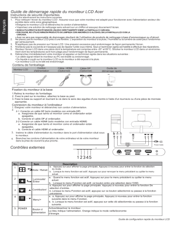 Acer ED271UP Monitor Guide de démarrage rapide | Fixfr