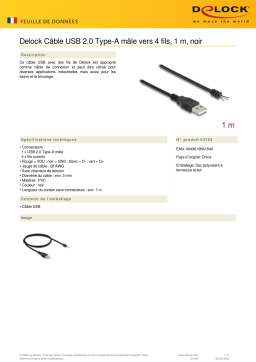 DeLOCK 64184 Cable USB 2.0 Type-A male to 4 x open wires 1 m black Fiche technique